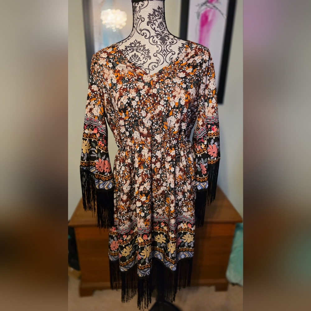 SHEIN Floral Boho Long Sleeve Dress